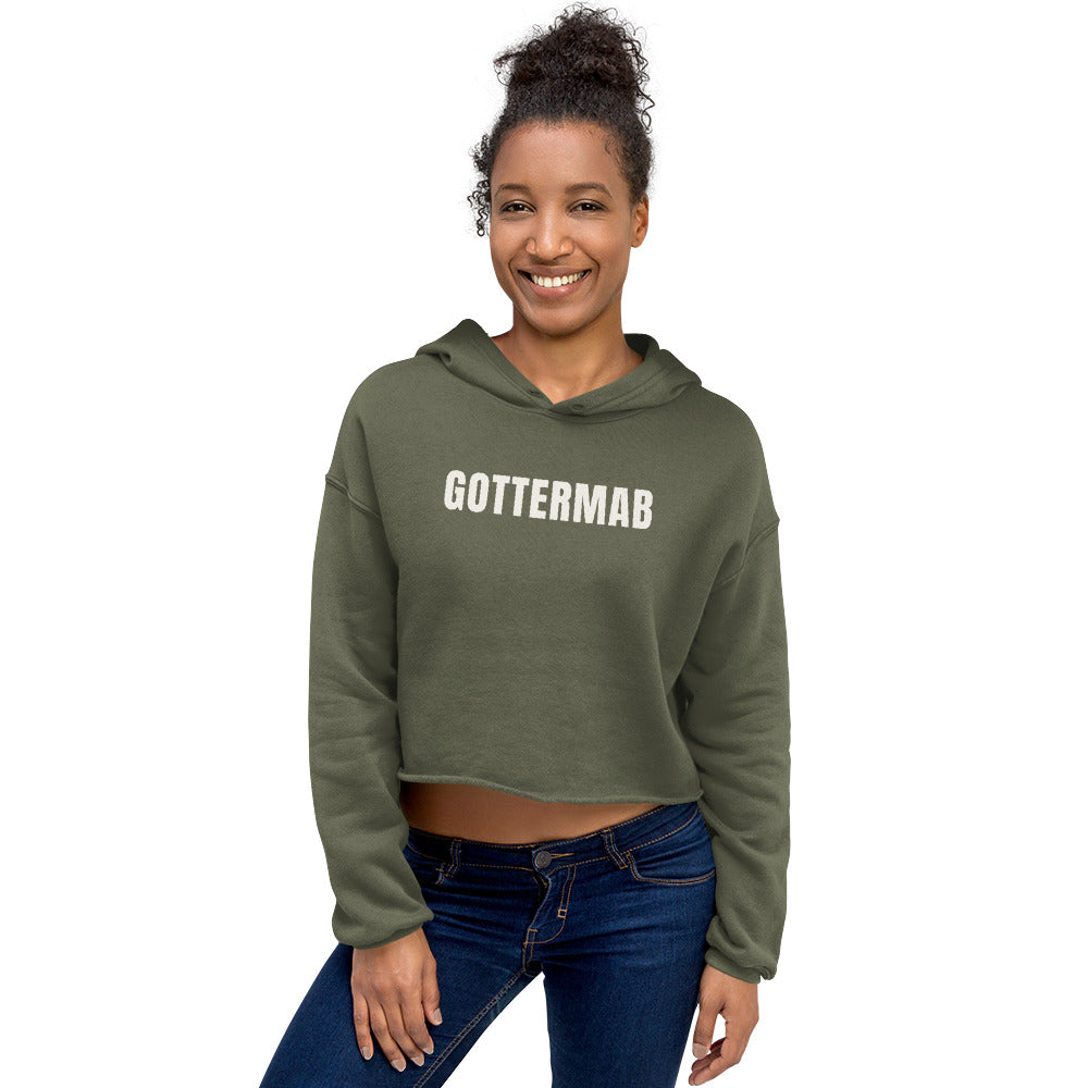 Women's Wordmark Cropped Hoodie in Military Green